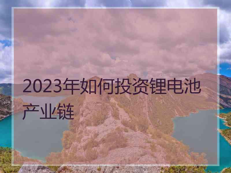 2023年如何投资锂电池产业链